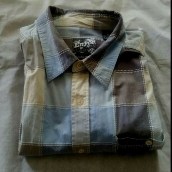 ENYCE A Sean Combs Co PLAID Casual Button Up NWOT - Picture 7 of 8